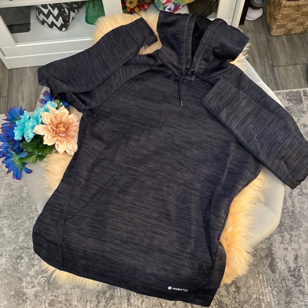Black Hooded Sweatshirt Pullover with Kangaroo Pocket Women’s Sz Med